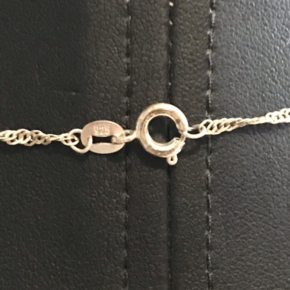 Sterling Silver Necklace with Blue Pendant - Picture 3 of 7